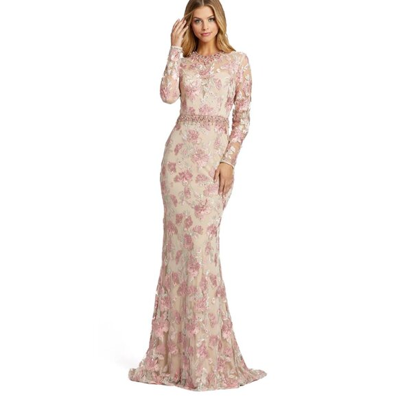 NWT Mac Duggal‎ Long Sleeve Floral Embroidery Trumpet Gown Size Style 79281 - Picture 13 of 14
